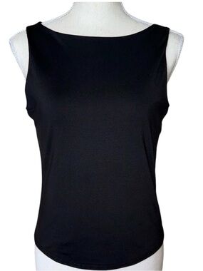 New York & Company Classic Black Tank Top Boatneck Refined Minimalist Elegant